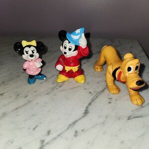 Vintage 1982 Disney Figurine Set – Minnie, Sorcerer Mickey, Pluto – Made Japan